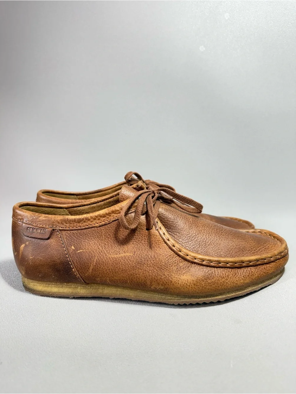 Clarks Originals Wallabee Run Brown Waxed Leather Moc-Toe Oxfords